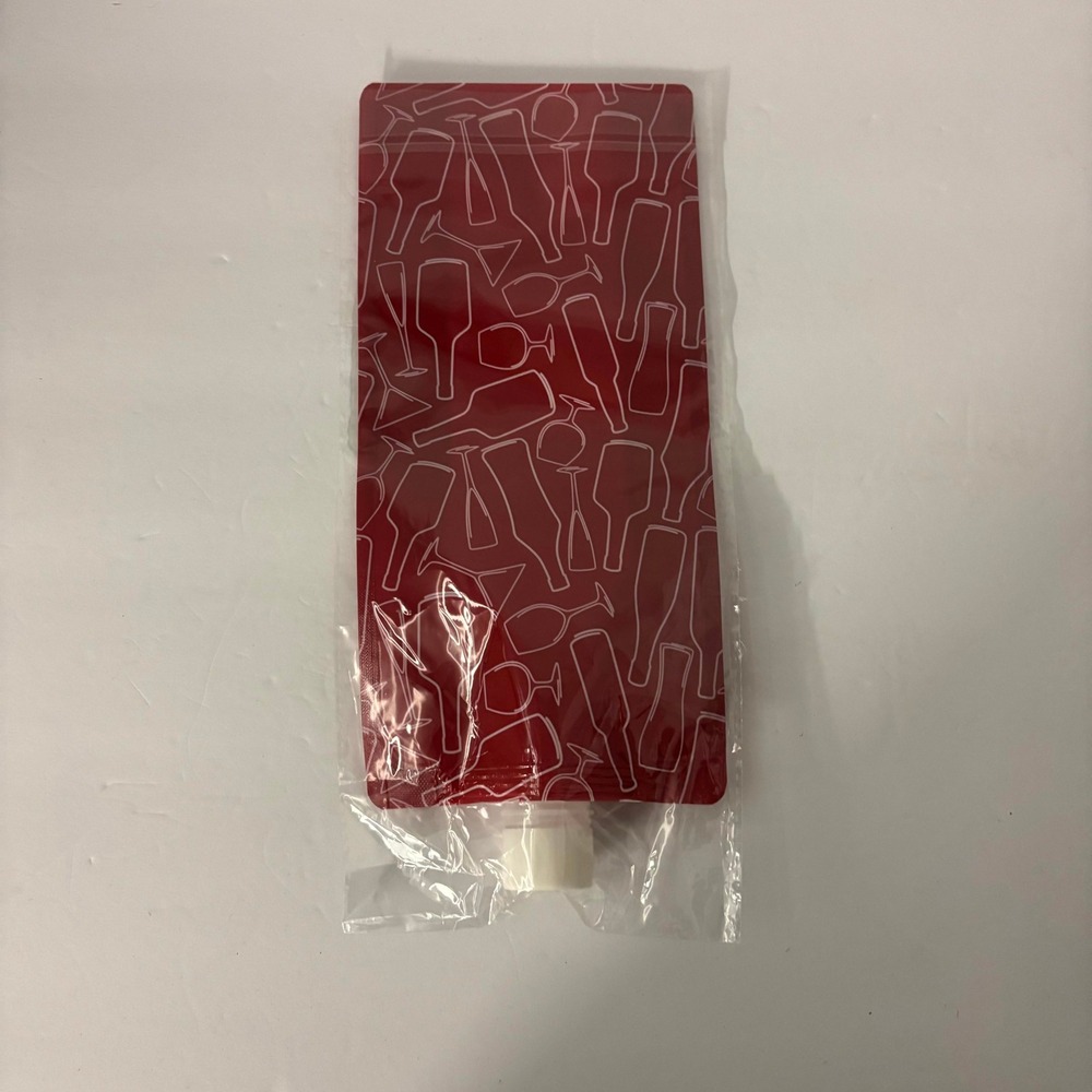 750ml Collapsible Wine Flask Pouch Red Reusable Foldable Travel Drink Bag Cap